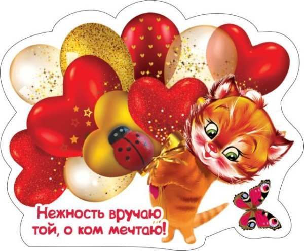 Виниловый магнит "Нежность вручаю той, о ком мечтаю"