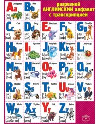 Плакат "Английский алфавит разрезной с транскрипцией"