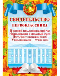 Свидетельство первоклассника