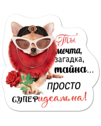 Виниловый магнит "Ты мечта, загадка, тайна..просто суперидеальная!"
