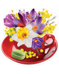 Украшение на скотче "Чашка с цветами"