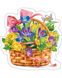 Украшение на скотче "Корзинка с первоцветами и мимозами"