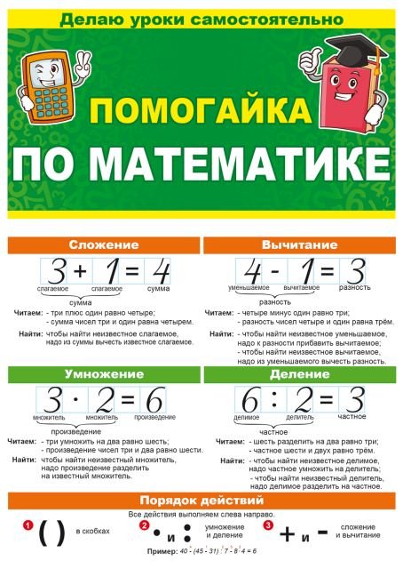 Буклет "Помогайка по математике"