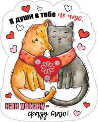 Виниловый магнит "Я души в тебе не чаю, как увижу - сразу таю"
