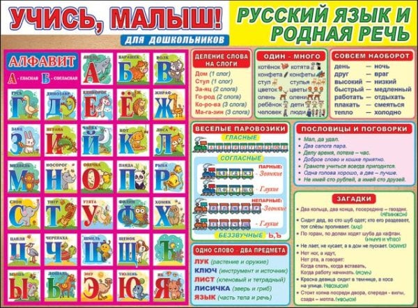 Плакат "Учись, малыш! Русский язык и родная речь"