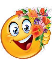 Украшение на скотче "Смайл с букетом"