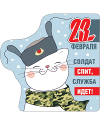Виниловый магнит "23 февраля. Солдат спит, служба идет!"