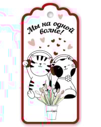 Бирка для подарка "Мы на одной волне!"