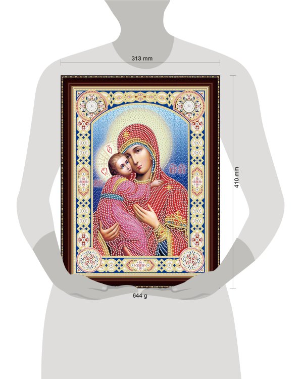 Алмазная мозаика 30х40 см с подрамником c част. зап. (блест)  Икона Божией Матери №6 (Арт. BH034)