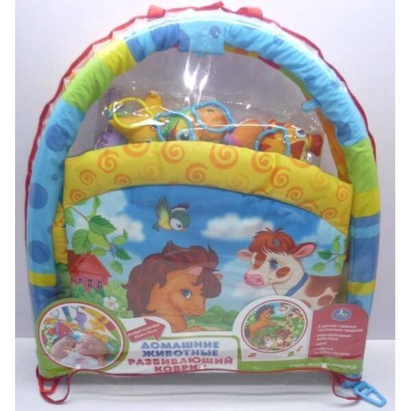 КОВРИК ДЕТСКИЙ РАЗВИВАЮЩИЙ "УМКА" ДОМАШНИЕ ЖИВОТНЫЕ, С МЯГКИМИ ИГРУШКАМИ НА ПОДВЕСКЕ в кор.2*6шт