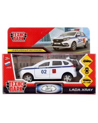 Машина металл "lada xray полиция" 12см, открыв. двери, инерц., белый в кор. Технопарк в кор.2*36шт