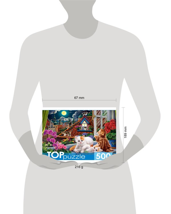 TOPpuzzle. ПАЗЛЫ 500 элементов. П500-0734 КОТЯТА НА КРЫШЕ
