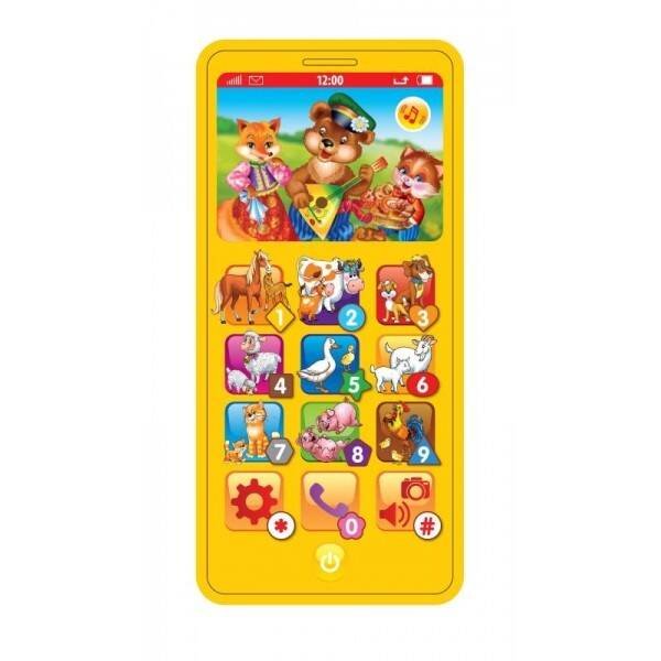 "УМКА" (детские развивающие игрушки) (Умка) Обучающий телефон 24 потешки и стиха, учим названия и голоса животных, свет. "Умка" в кор.48шт