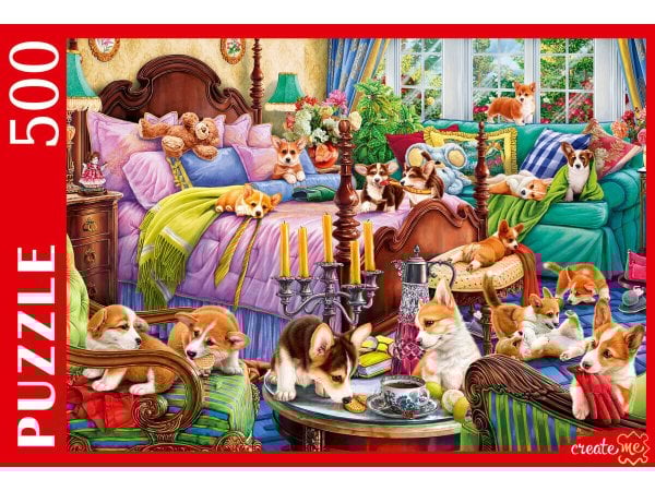 ЖИВОТНЫЕ (Рыжий Кот) ПАЗЛЫ 500 элементов. ВЕСЕЛЫЕ КОРГИ (Арт. Ф500-2698)