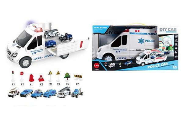 Машинка"Полиция"(металл,6 машинок,11 дорож.знаков,3*AА не в к-те) (43,5x18,8x22,7 cм) (Арт. 2048952)