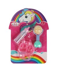 Набор аксессуаров 5 предметов: погремушка, бутылочка, тарелочка, ложка, вилка КАРАПУЗ в кор.2*48шт