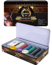 Набор для покера в металл. коробке "Бэкдор", 300 фишек с номиналом, 21*35*7 см ИН-8257