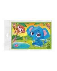 Мягкие пазлы А5 "Слон и обезьяна" 12 элементов