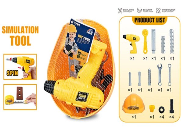 Набор инструментов"Ремонтное дело"(21х17 см)(20 предметов,дрель инеционная,в сетке) 2318224