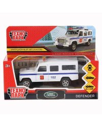 Машина металл land rover defender полиция 12см,откр.двери,инерц.,белый в кор. Технопарк в кор.2*36шт