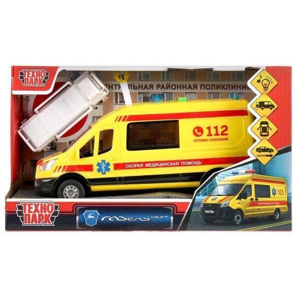 СПЕЦТЕХНИКА (Умка) Машина пластик свет-звук FORD TRANSIT РЕАНИМАЦИЯ 22,5см, двери, 4 кноп, кор. Технопарк в кор.2*18шт