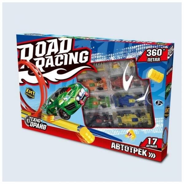 ТРЕКИ (Умка) Автотрек петля 360, 6 машинок, кор.39*25*4см ТЕХНОДРАЙВ в кор.2*36шт