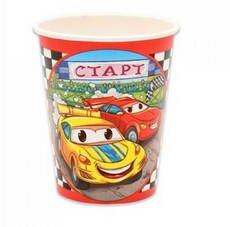Стаканы бумажные Веселые машинки  (250 мл. 6 шт.) еврослот, ПФ 4 ЕВ-8233
