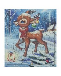 Игрушка развивающая для детей старше трех лет пазл "ОЛЕНЁНОК". Зимняя коллекция (40 дет.)