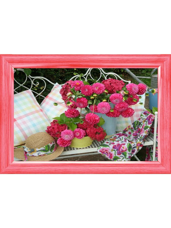 Алмаз. моз. квадратная  30x40 (класс.)без подр.,с полн.зап.(30цв)Цветы на уютной лавке (Арт. FW-010)