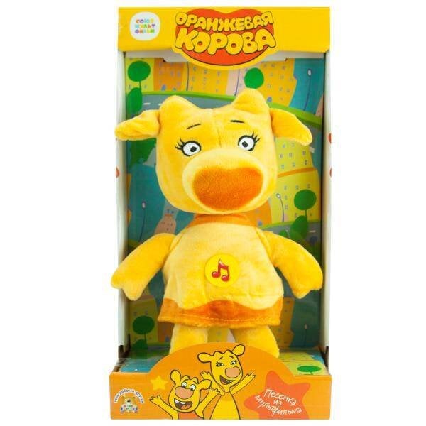 Игрушка мягкая Оранжевая корова Зо, 22см, муз. чип, в кор. Мульти-пульти в кор.12шт