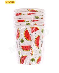 Стаканы бумажные Арбузы-киви (250 мл, 6 шт) флоупак ФЛ-7477