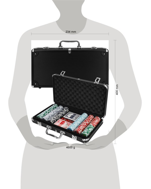 Набор для покера "Овербет"  300 фишек с номиналом, чёрный, 39*21*6.5 см ИН-8292