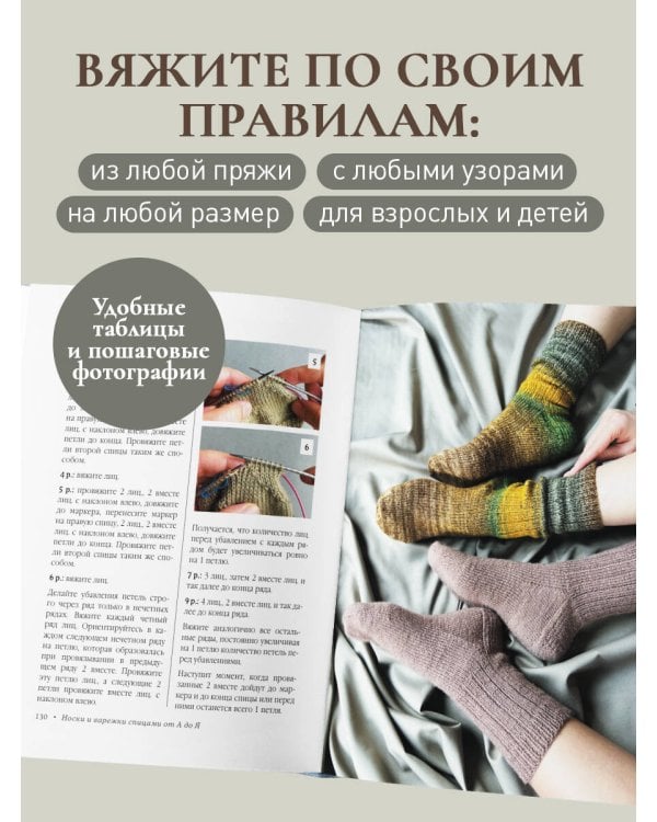Дополнительное изображение книги «НОСКИ и ВАРЕЖКИ спицами от А до Я. Пошаговый самоучитель + конструктор моделей»