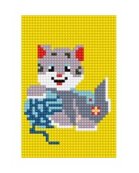 Алмаз. мозаика (блест.) 10х15 см, с подр., с полн. заполн. (10 цв.) КОТЕНОК С КЛУБКОМ (AS1003)