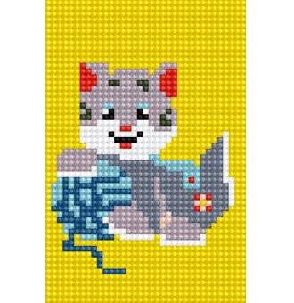 Блестящая (Рыжий Кот) Алмаз. мозаика (блест.) 10х15 см, с подр., с полн. заполн. (10 цв.) КОТЕНОК С КЛУБКОМ (AS1003)
