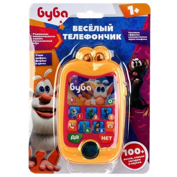 ТЕЛЕФОНЫ (Умка) Веселый телефончик БУБА 100 песен,стихов,загадок,звуков.свет.блист.бат. Умка в кор.40шт
