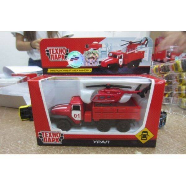 МАШИНА "ТЕХНОПАРК" МЕТАЛЛ. ИНЕРЦ. УРАЛ 12СМ, ОТКРЫВ. ДВЕРИ В РУСС. КОР. в кор.2*24шт