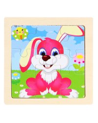 Деревянная пазл-рамка (12x12) "ЗАЙКА" (9 элементов) (арт. G46)