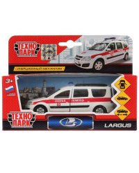 Машина металл LADA LARGUS СКОРАЯ, 12 см, двери, багаж., инерц., кор. Технопарк в кор.2*24шт