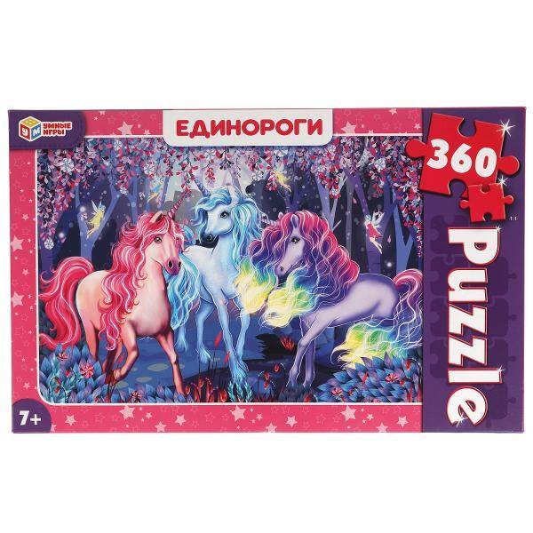 Единороги. Пазлы классические в коробке. Пазл 360 деталей. Умные игры в кор.24шт