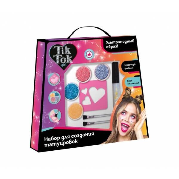 Косметика ДЛЯ ДЕВОЧЕК набор для создания татуировок с блестками TIK TOK GIRL в кор.2*24шт