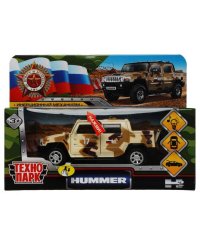 Машина металл свет-звук HUMMER H2 PICКUP КАМУФЛЯЖ 12 см, двери, багажн, кор. Технопарк в кор.2*36шт