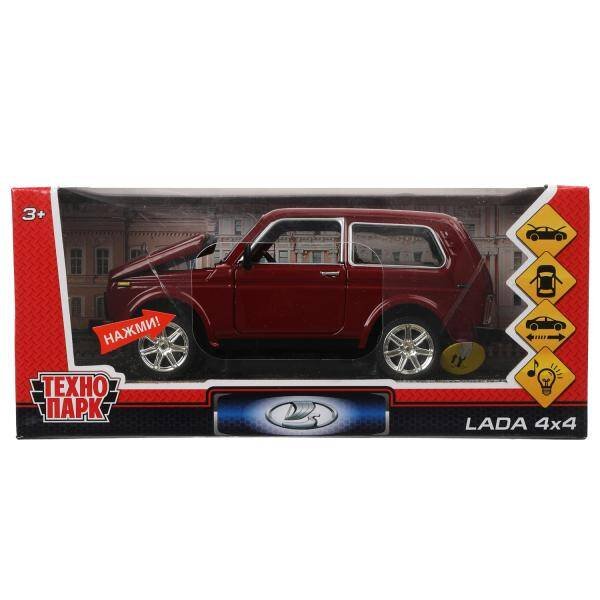 Машина металл свет-звук LADA 4х4, 17 см, дв., кап.,баг.,инер.,борд.,кор. Технопарк в кор.2*12шт