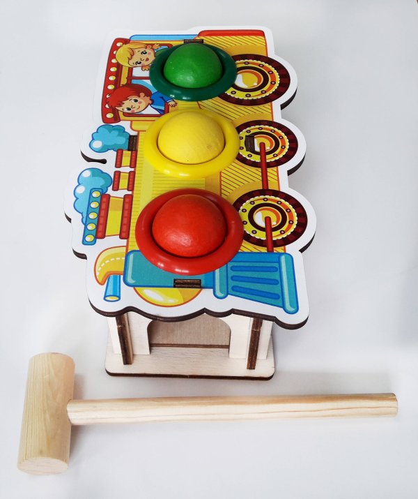 Стучалка цветная «Паровоз», 3 отверстия, 115208