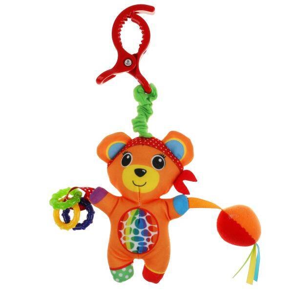 Текстильная игрушка погремушка мишка с мячиком на блистере Умка в кор.250шт