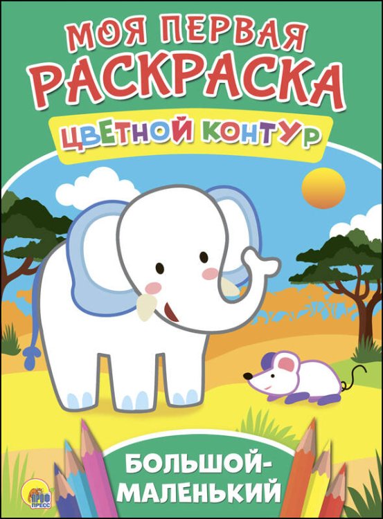 СЕРИЯ: МОЯ ПЕРВАЯ РАСКРАСКА. ЦВЕТНОЙ КОНТУР 195х275 (Проф-Пресс) МОЯ ПЕРВАЯ РАСКРАСКА. БОЛЬШОЙ-МАЛЕНЬКИЙ