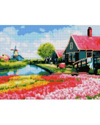Ам-064 Алмазная мозаика 30*40 см (полное заполнение) "Голландская деревня"