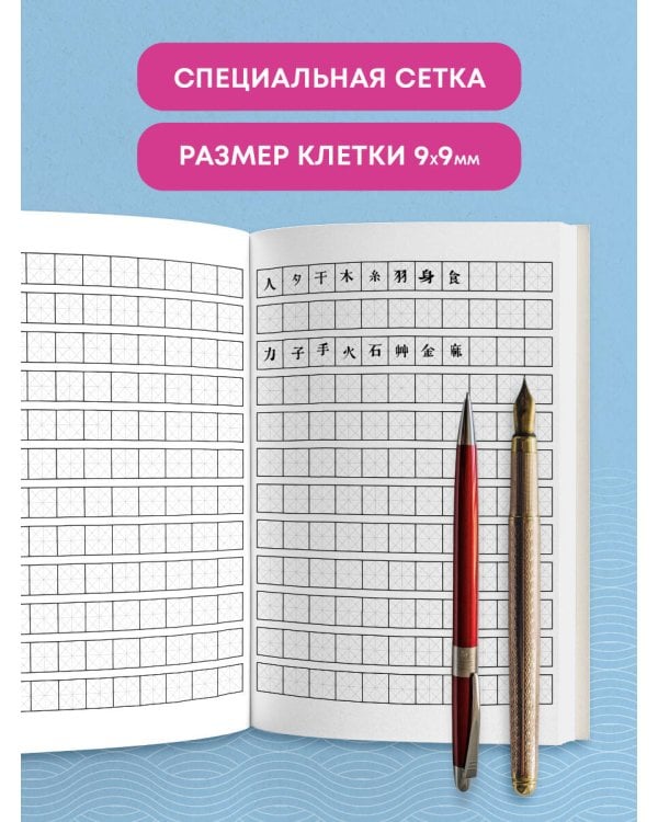 Тетрадь для иероглифов, сетка 9х9 мм. (Сакура в городе)
