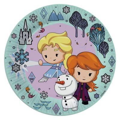 Frozen 2.  Набор бумажных тарелок, мятный, 6 шт d-180 мм (чиби)