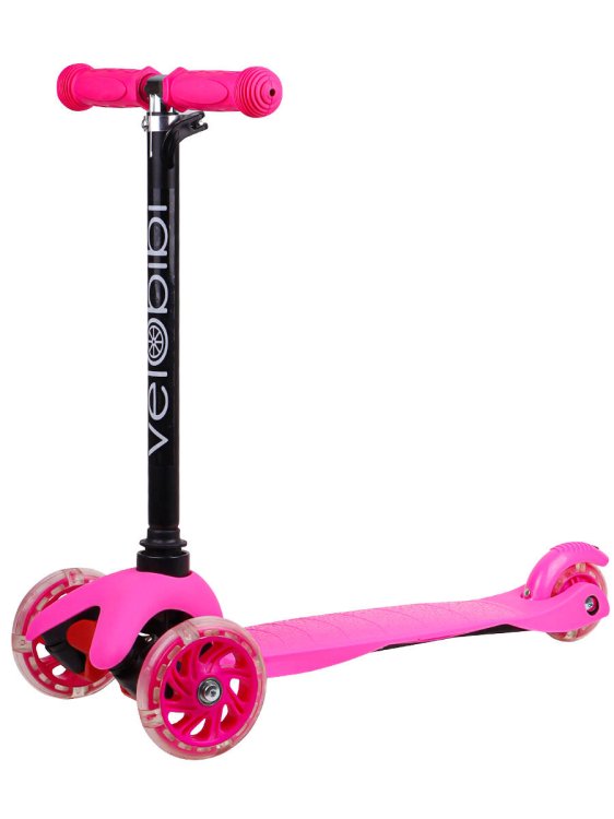 Самокат 3-х колесный (51*11) кол.11/7,6см ПВХ со свет.,макс.40кг, розовый, пакет (Арт. CR-S4-01PK)